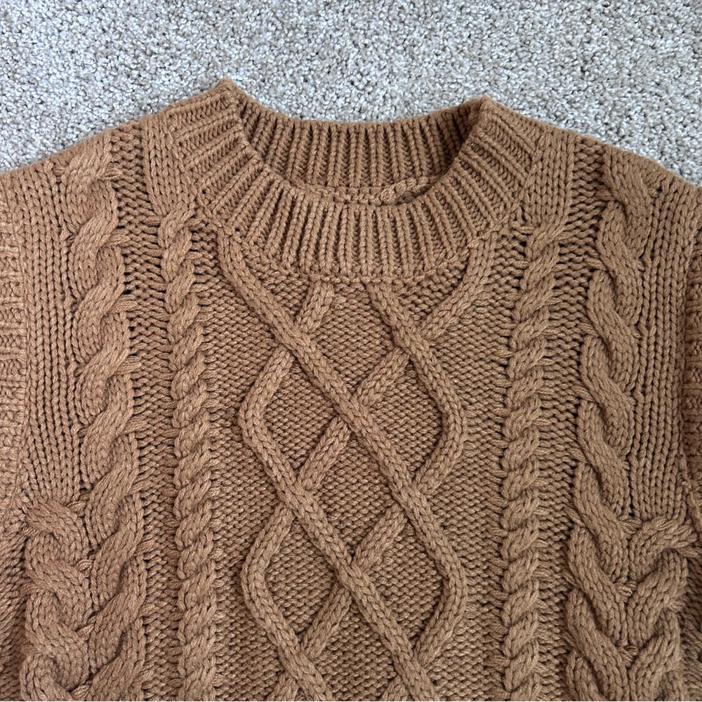 Elan Cable Knit Mixed Media Sweater Vest Top Brown White NWT Small - Picture 4 of 11
